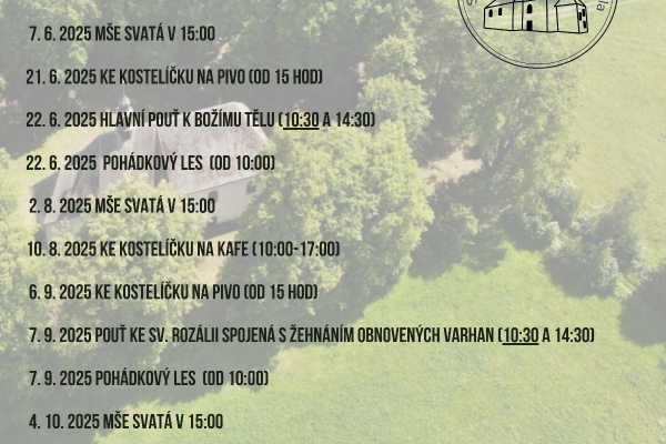 Pouť ke sv. Rozálii do kostelíčka Božího těla spojená s žehnáním obnovených varhan