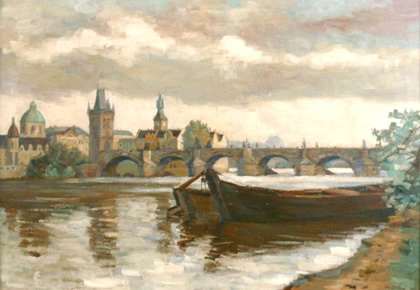 Karlův most v Praze - Obraz J. V. Barneta. 