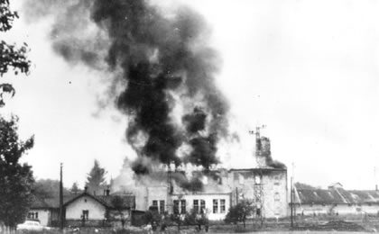 Požár mlýna v šedesátých letech. 