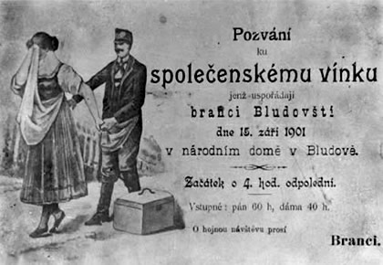 Pozvánka bludovských branců z roku 1906.